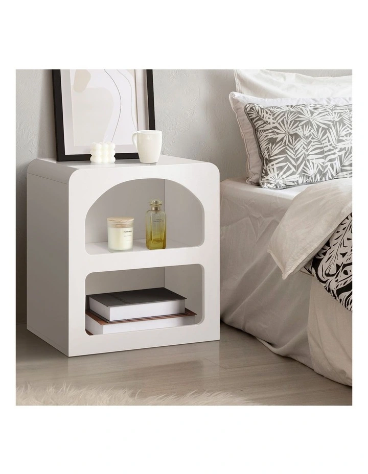 Oikiture Bedside Table Display Shelf Nightstand White image 4
