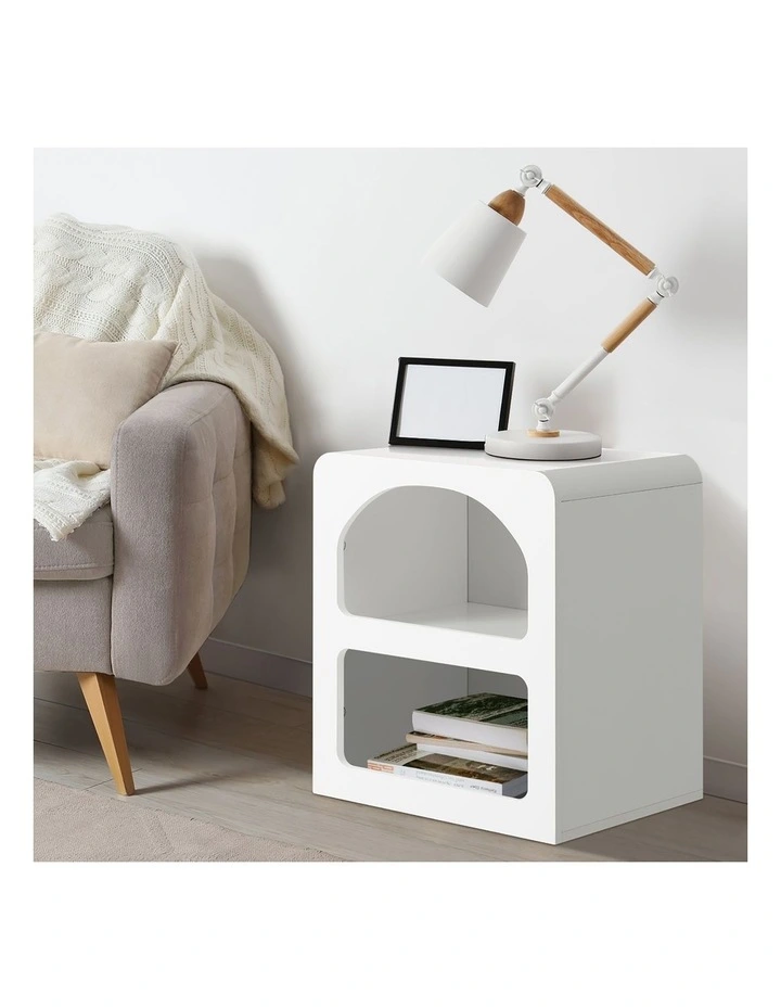 Oikiture Bedside Table Display Shelf Nightstand White image 5
