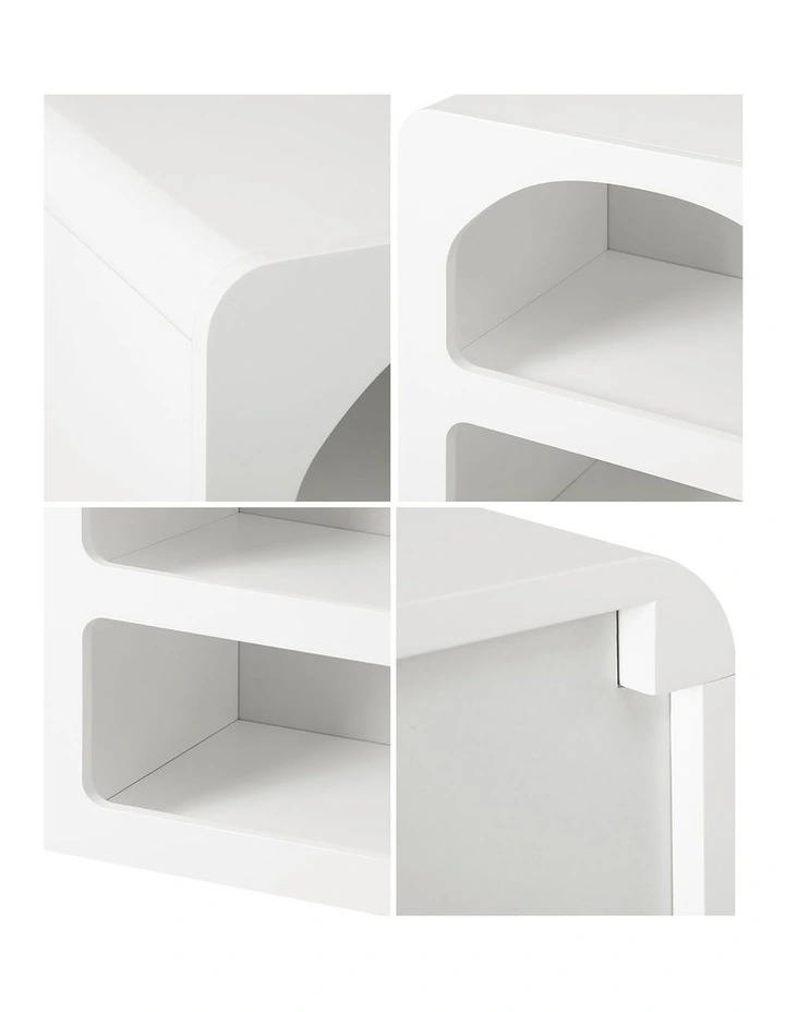 Oikiture Bedside Table Display Shelf Nightstand White image 6