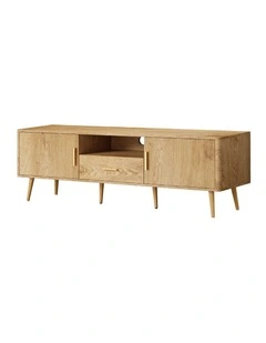 Oikiture TV Cabinet Entertainment Unit Stand Storage 160cm Natural