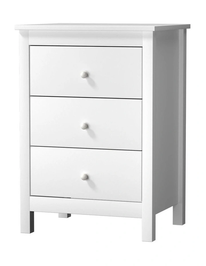 Oikiture Bedside Table 3 Drawers Storage Cabinet White image 1