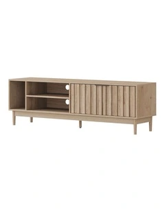 Oikiture Entertainment Unit TV Cabinet Curved Ripple Door 160cm