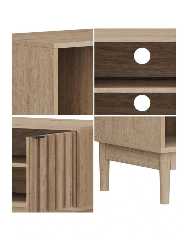Oikiture Entertainment Unit TV Cabinet Curved Ripple Door 160cm image 6