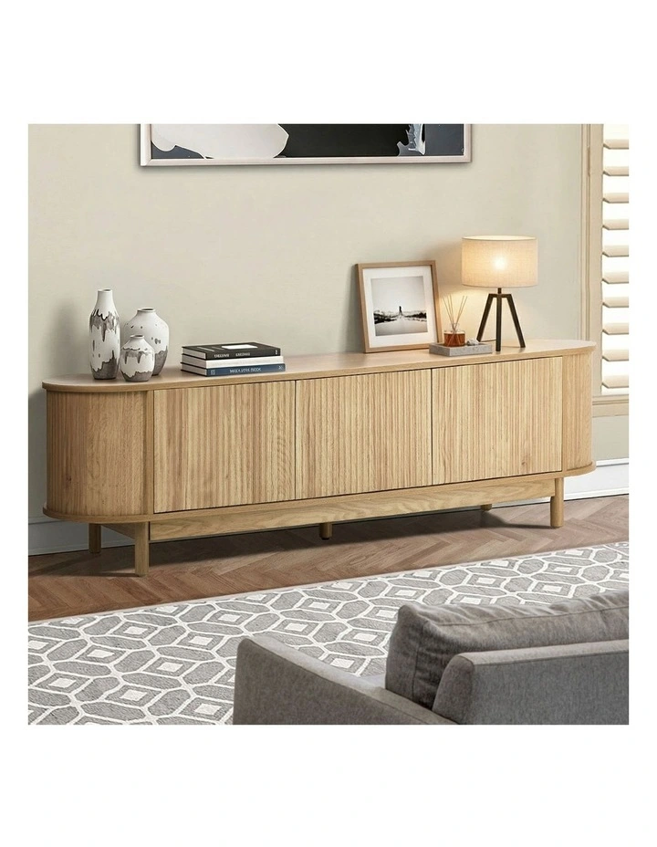 Oikiture TV Cabinet Entertainment Unit Stand 160cm Natural image 5