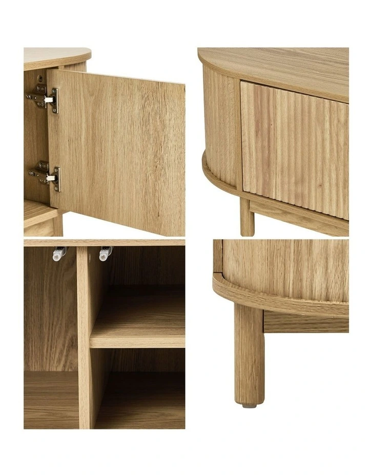 Oikiture TV Cabinet Entertainment Unit Stand 160cm Natural image 6