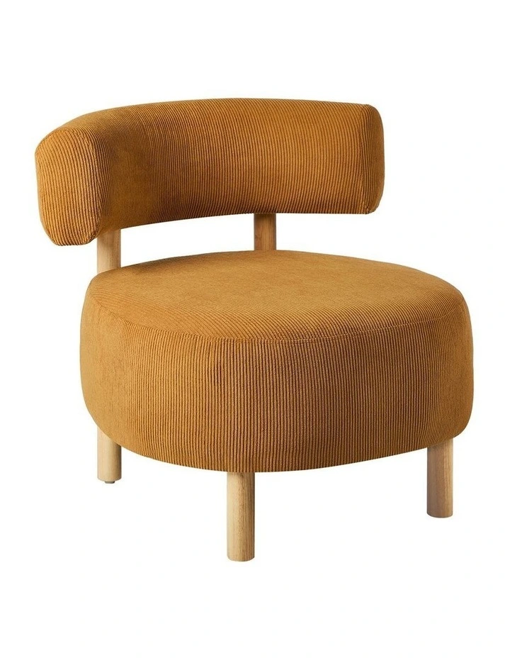 Oikiture Wooden Armchair Lounge Chair Velvet Accent Armchairs Orange image 1