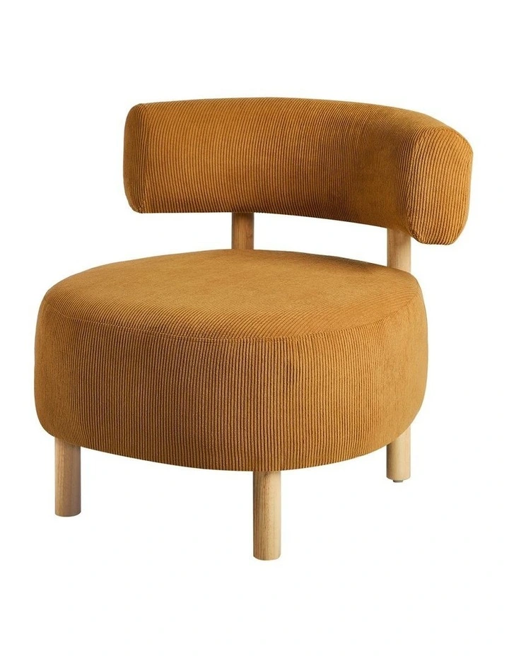 Oikiture Wooden Armchair Lounge Chair Velvet Accent Armchairs Orange image 2