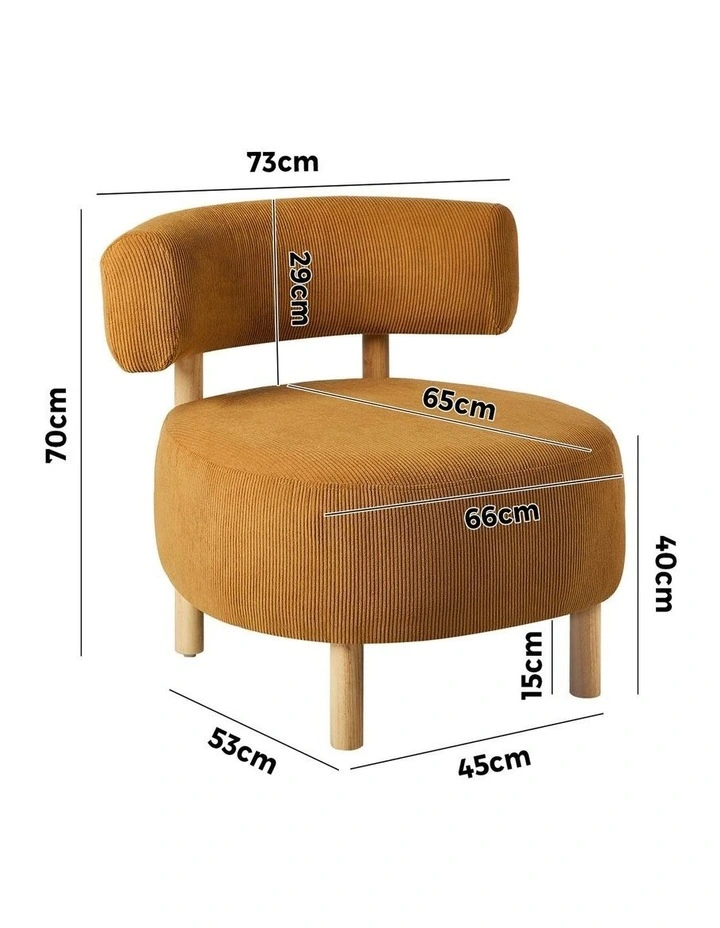 Oikiture Wooden Armchair Lounge Chair Velvet Accent Armchairs Orange image 3