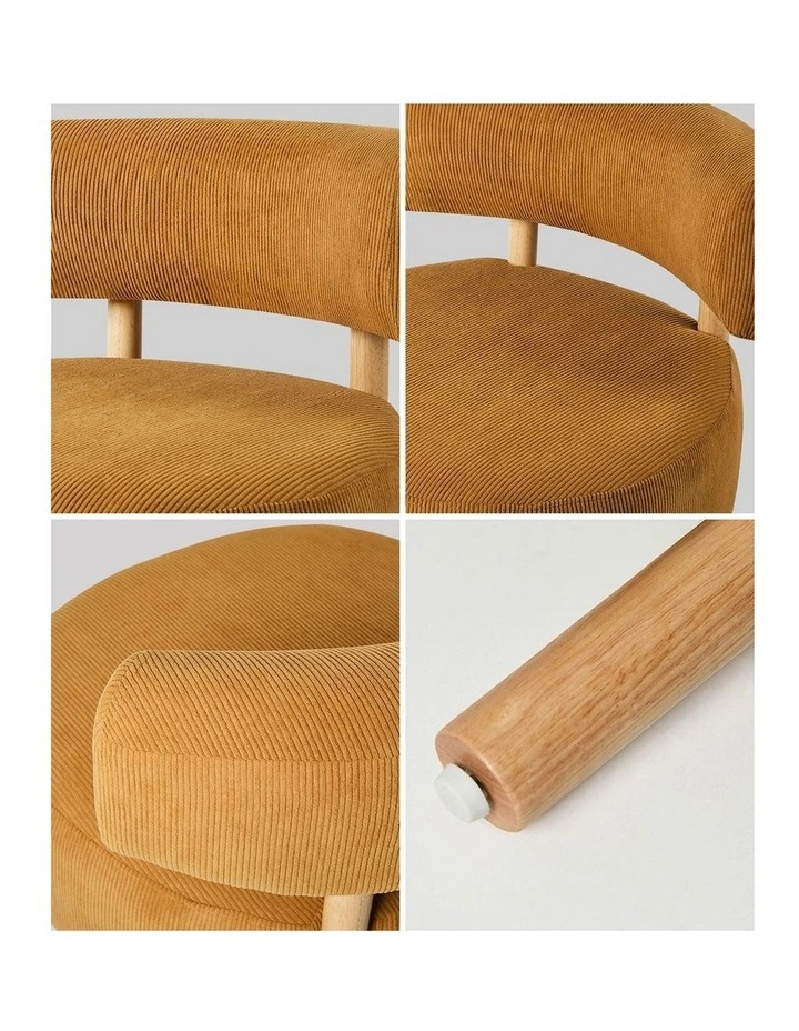 Oikiture Wooden Armchair Lounge Chair Velvet Accent Armchairs Orange image 6