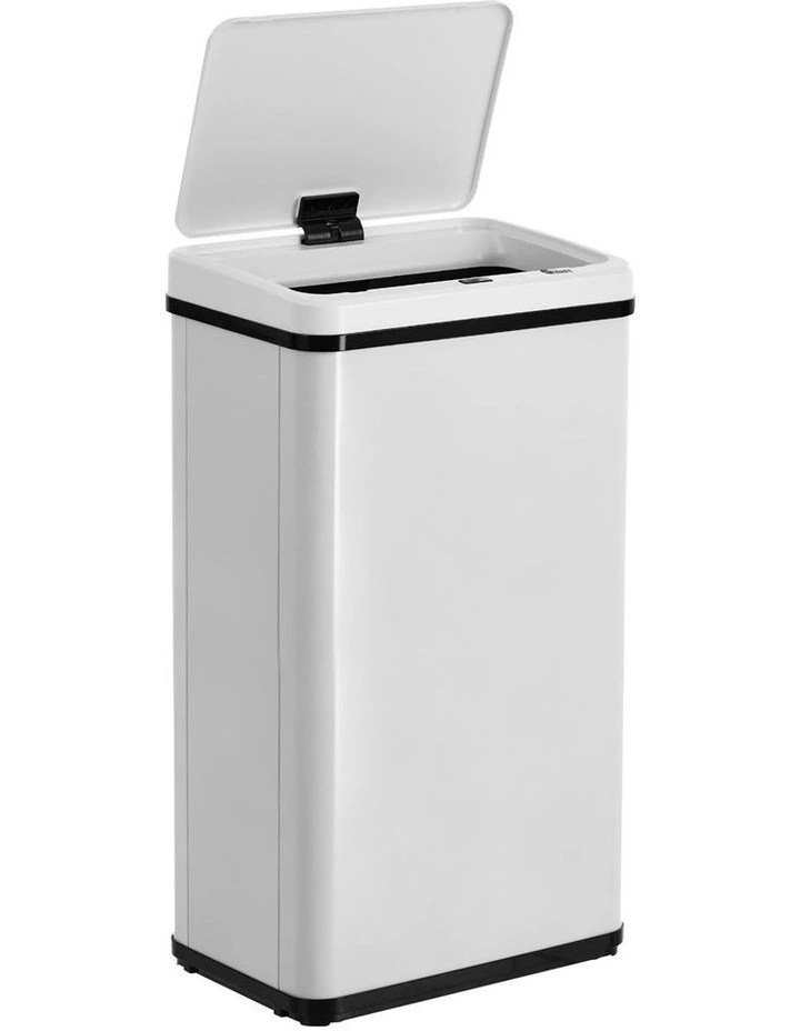 Oikiture 40L Motion Sensor Rubbish Bin Automatic Trash Can White image 2