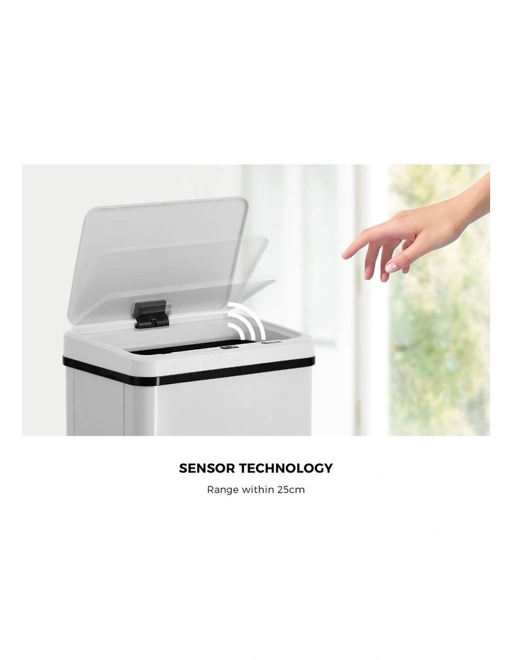 Oikiture 40L Motion Sensor Rubbish Bin Automatic Trash Can White image 6