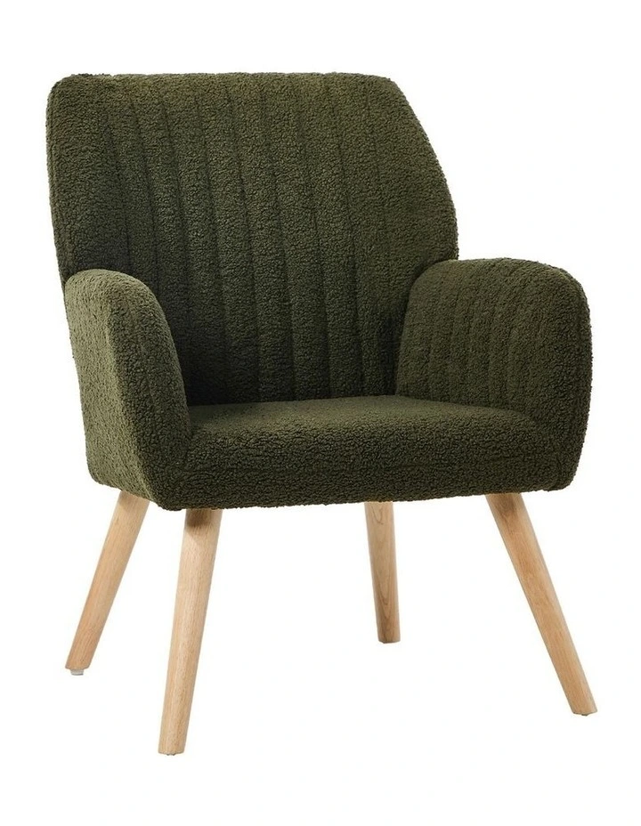 Oikiture Armchair Lounge Sofa Chair Sherpa Accent Chairs Armchairs Couches Green image 1