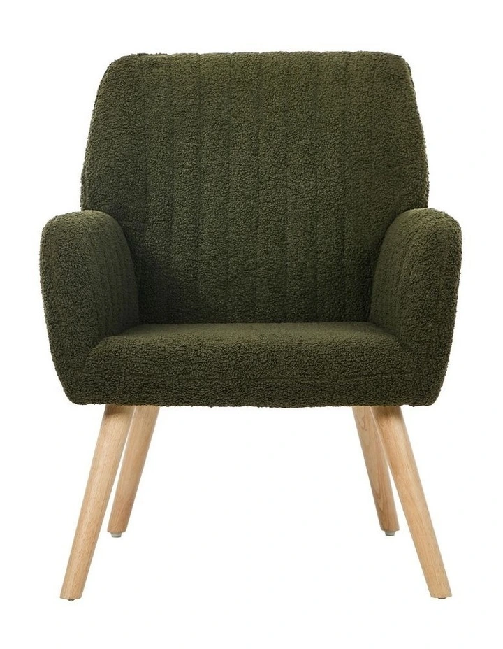 Oikiture Armchair Lounge Sofa Chair Sherpa Accent Chairs Armchairs Couches Green image 2