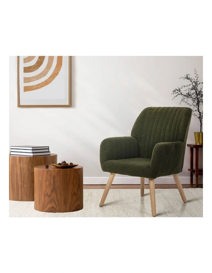 Oikiture Armchair Lounge Sofa Chair Sherpa Accent Chairs Armchairs Couches Green image 5
