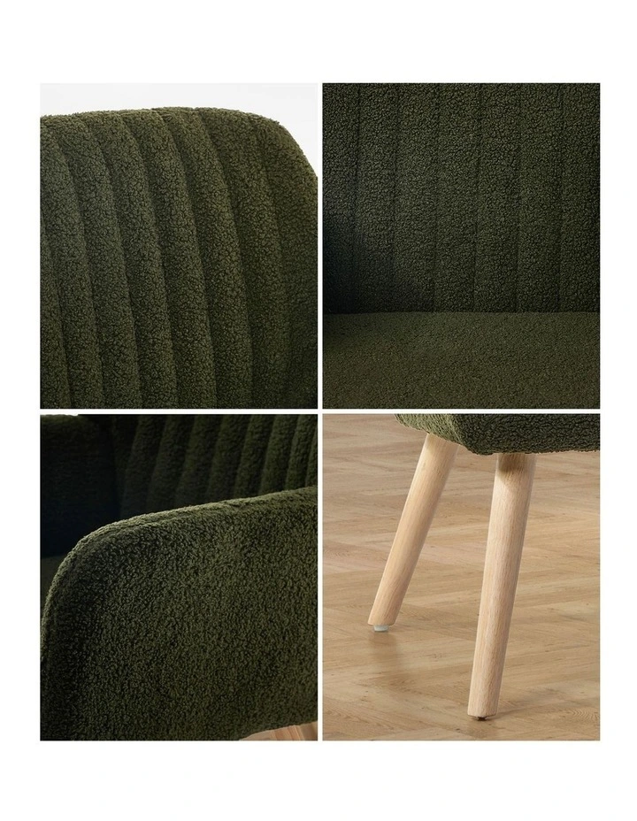 Oikiture Armchair Lounge Sofa Chair Sherpa Accent Chairs Armchairs Couches Green image 6