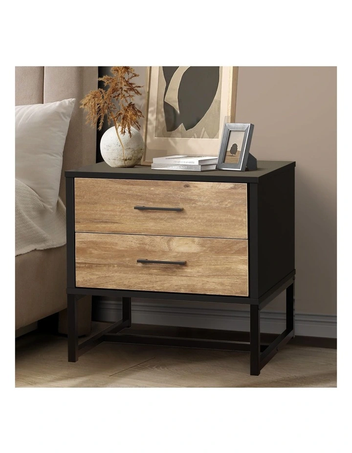 Oikiture Bedside Table 2 Drawers Side Tables Nightstand image 4