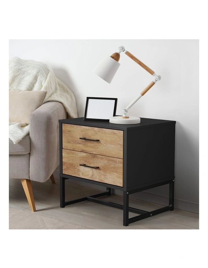 Oikiture Bedside Table 2 Drawers Side Tables Nightstand image 5