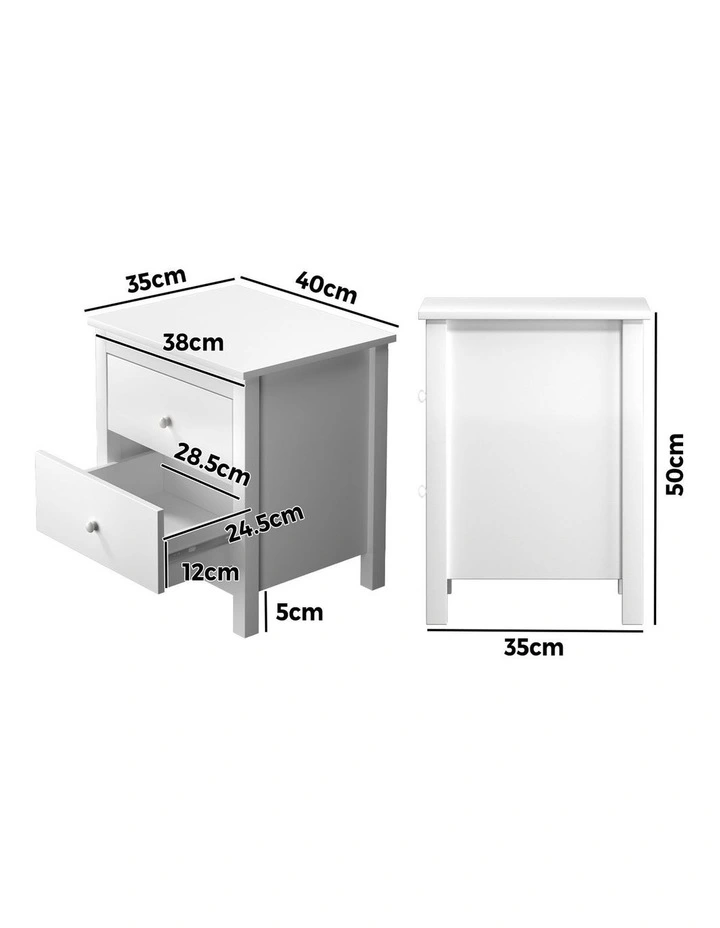 Oikiture Bedside Table Nightstand Side Table White image 3