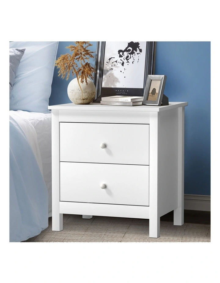 Oikiture Bedside Table Nightstand Side Table White image 4