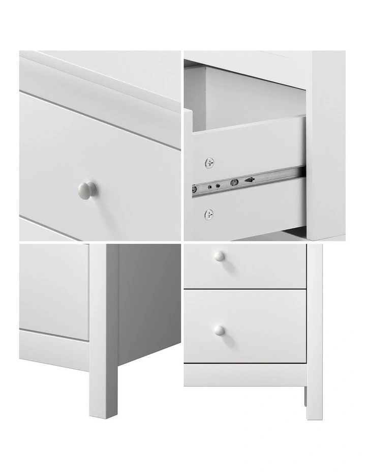 Oikiture Bedside Table Nightstand Side Table White image 7