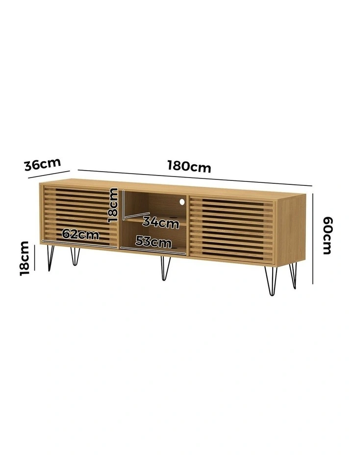 Oikiture Entertainment Unit TV Cabinet 180cm Oak image 3