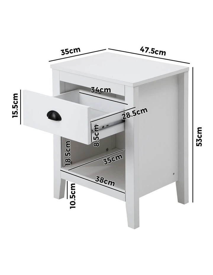 Oikiture Bedside Table Side End Tables Nightstand White image 3