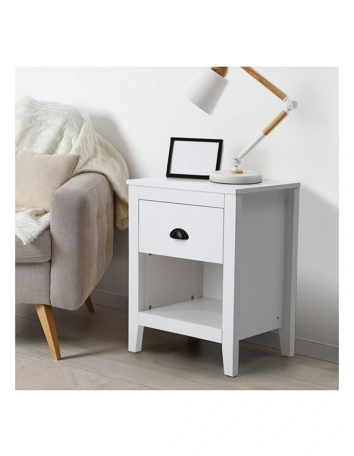 Oikiture Bedside Table Side End Tables Nightstand White image 5