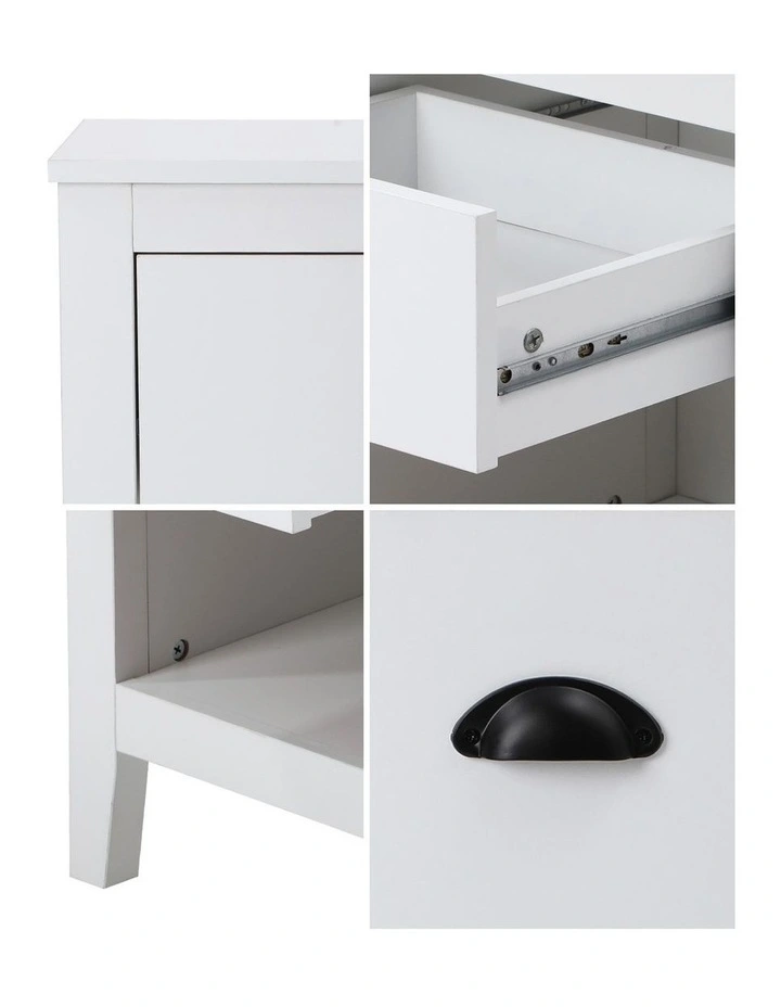 Oikiture Bedside Table Side End Tables Nightstand White image 6