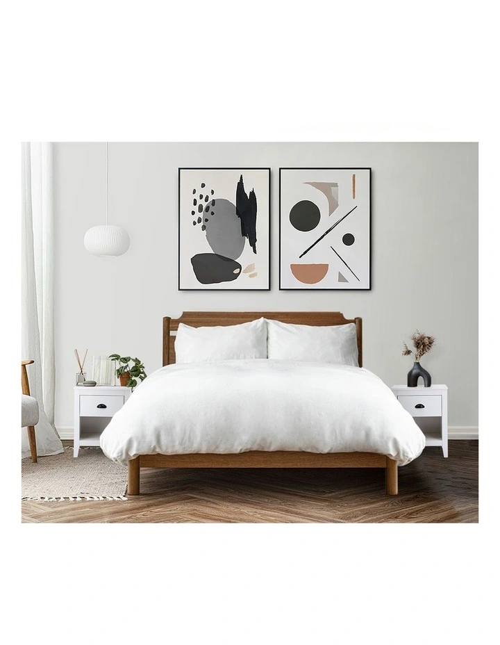Oikiture Bedside Table Side End Tables Nightstand White image 7