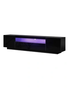 Oikiture TV Cabinet Entertainment Unit  Stand LED RGB Gloss 180cm Black