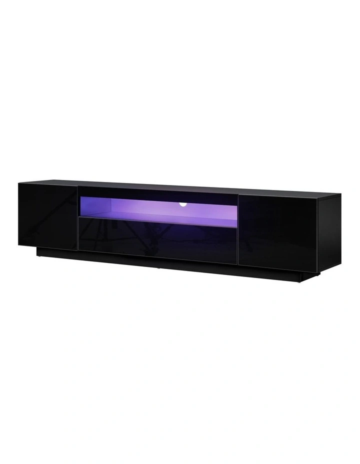 Oikiture TV Cabinet Entertainment Unit  Stand LED RGB Gloss 180cm Black image 1