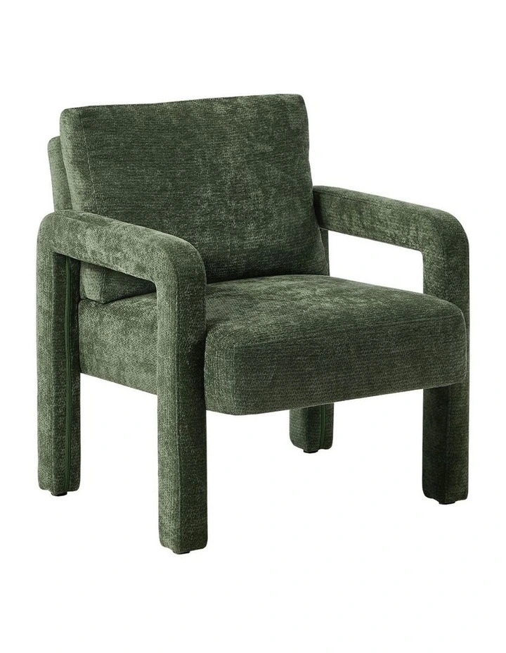 Oikiture Armchair Velvet Accent Chairs 1 Seater Lounge Sofa Chair Green image 1