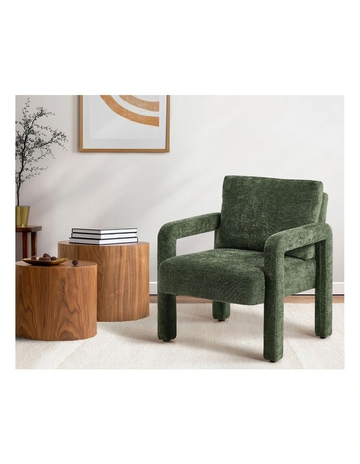 Oikiture Armchair Velvet Accent Chairs 1 Seater Lounge Sofa Chair Green image 5