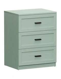 Oikiture Bedside Table 3 Drawers Nightstand End Table Green