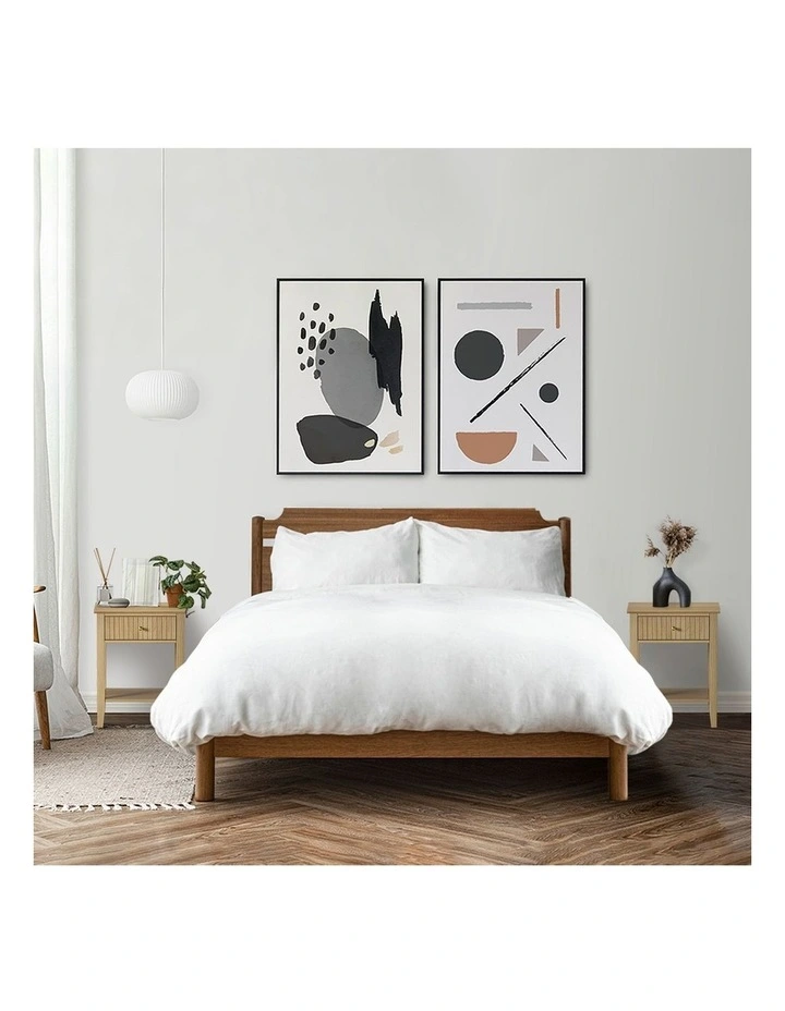 Oikiture Bedside Table with Drawer Open Shelf Nightstand Natural image 7
