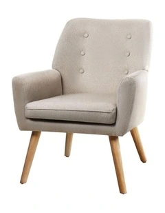 Oikiture Armchair Lounge Chair Linen Accent Armchairs Tub Chairs Sofa Beige