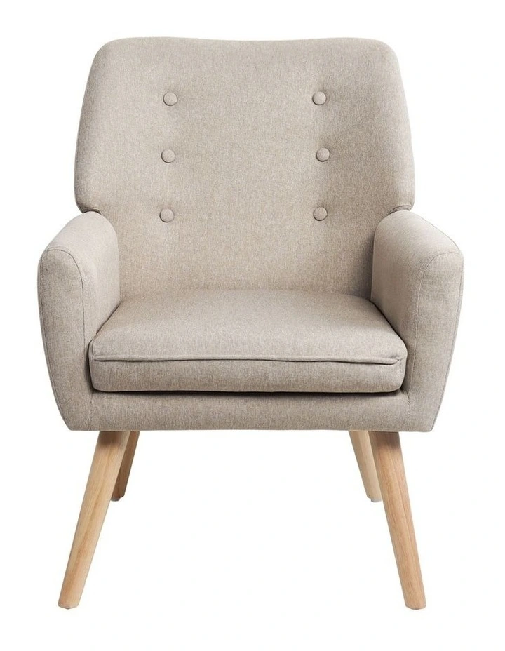 Oikiture Armchair Lounge Chair Linen Accent Armchairs Tub Chairs Sofa Beige image 2