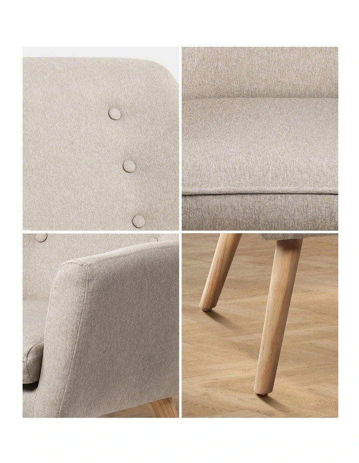 Oikiture Armchair Lounge Chair Linen Accent Armchairs Tub Chairs Sofa Beige image 6