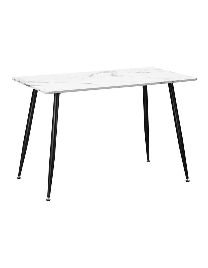 Oikiture 120cm Dining Table Rectangle Wooden Table With Marble Effect Metal Legs image 1