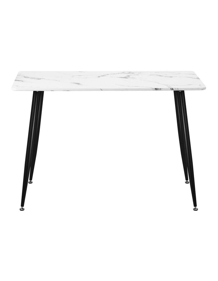 Oikiture 120cm Dining Table Rectangle Wooden Table With Marble Effect Metal Legs image 2