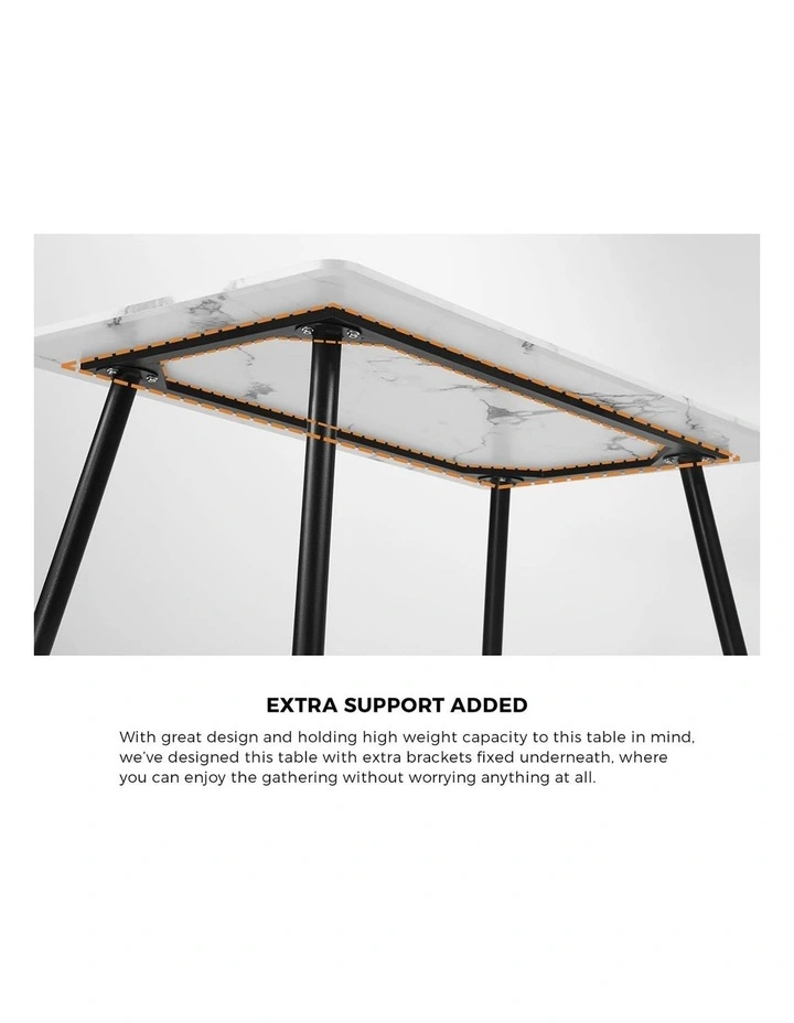 Oikiture 120cm Dining Table Rectangle Wooden Table With Marble Effect Metal Legs image 7