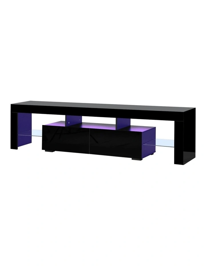 Oikiture Entertainment Unit TV Cabinet LED RGB Hight Gloss 180cm Black image 1