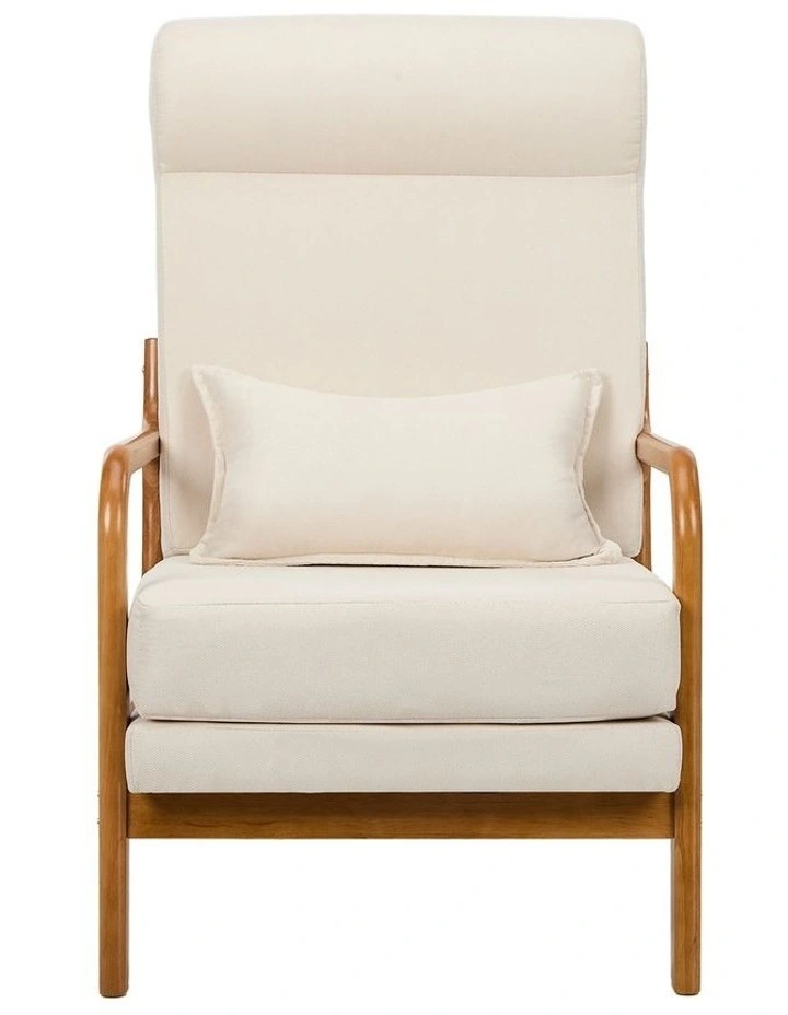 Oikiture Armchair Linen Fabric Lounge Chair with Lumbar Pillow Beige image 2