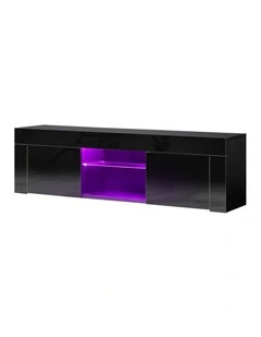 Oikiture TV Cabinet Entertainment Unit Stand RGB LED Hight Gloss 130cm Black