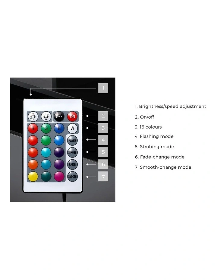 Oikiture TV Cabinet Entertainment Unit Stand RGB LED Hight Gloss 130cm Black image 7