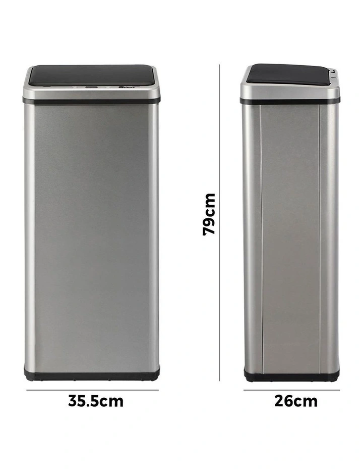 Oikiture 60L Motion Sensor Bin Touchless Trash Can Silver image 3