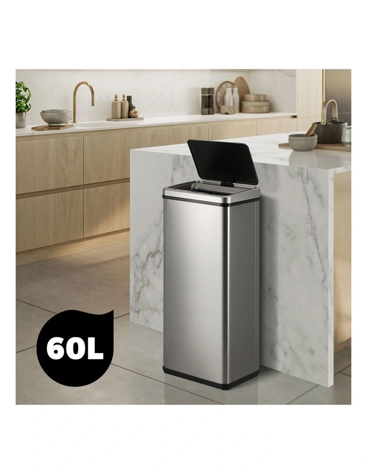 Oikiture 60L Motion Sensor Bin Touchless Trash Can Silver image 5