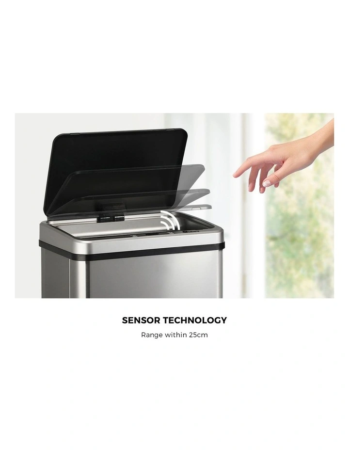 Oikiture 60L Motion Sensor Bin Touchless Trash Can Silver image 6