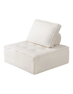 Oikiture 1PC Modular Sofa Lounge Chair Armless TOFU Back Sherpa White