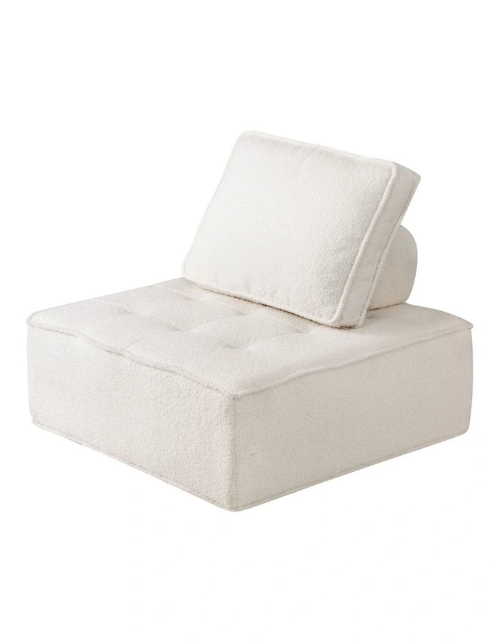 Oikiture 1PC Modular Sofa Lounge Chair Armless TOFU Back Sherpa White image 1